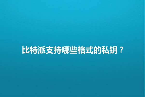 比特派支持哪些格式的私钥？🔑🌐